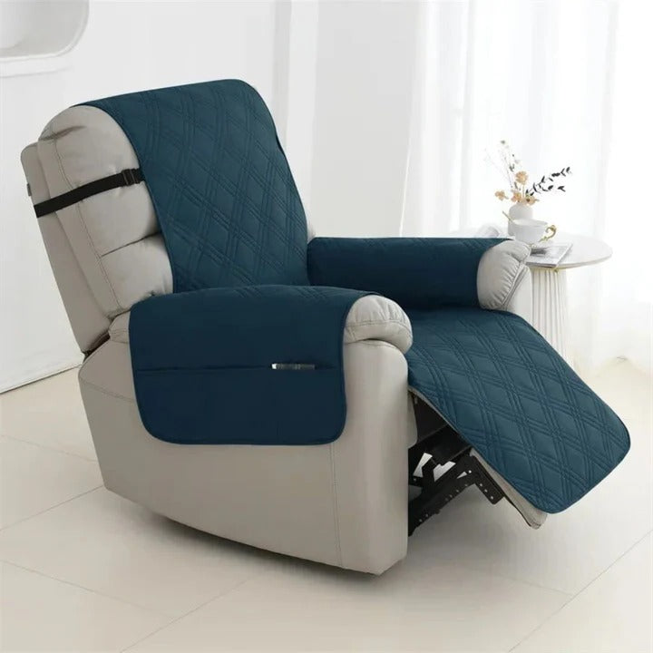 Durable waterproof recliner slipcover for spill & wear protection. Quilted design & non-slip straps ensure a snug fit.