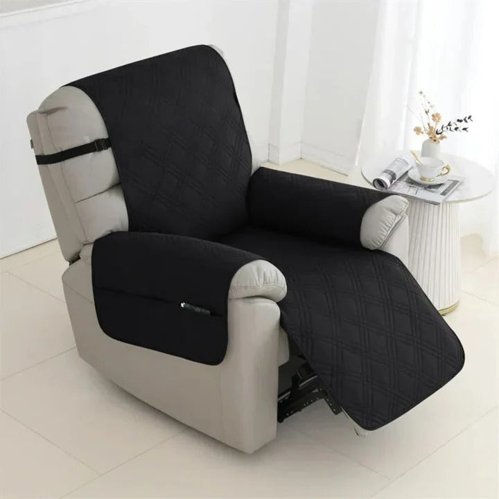Protective waterproof quilted recliner slipcover, ideal for homes with pets & children. Features non-slip design.