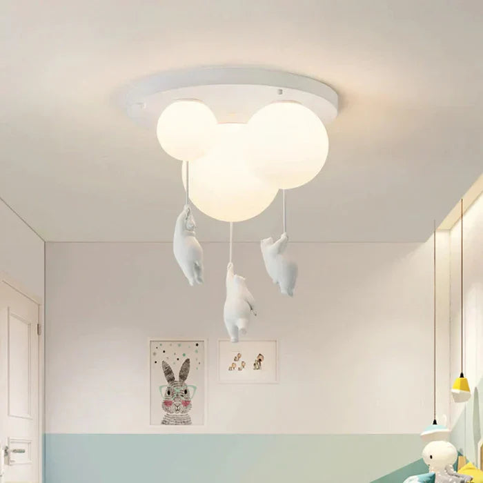 Whimsical bear and balloon ceiling light. Create a magical atmosphere in your child's nursery.
