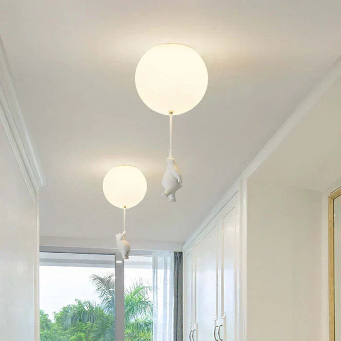 CloudBear kids room ceiling lamp, featuring an adorable bear and balloon for imaginative play.