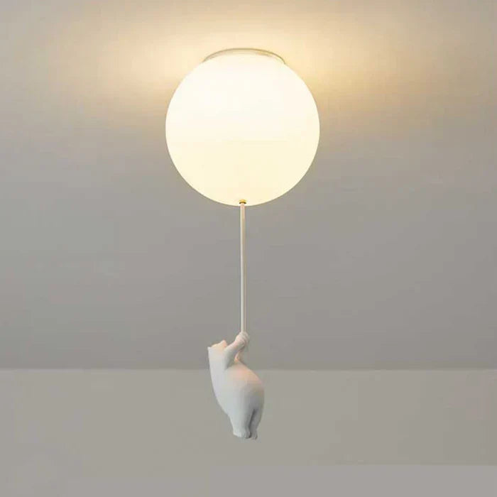 Nursery bear & balloon ceiling light. Soft warm white LED ideal for a cozy and inviting space.