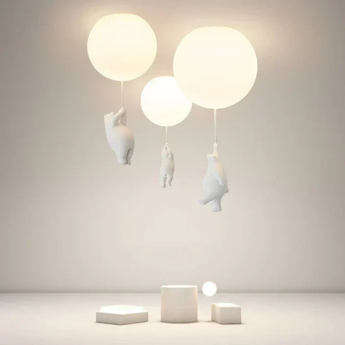 Cute CloudBear ceiling light, bear & balloon design. Ideal kids room decor with warm white LED.