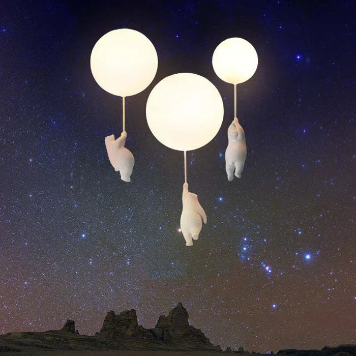 Playful children's bear & balloon ceiling lamp. Whimsical nursery lighting for baby's room.