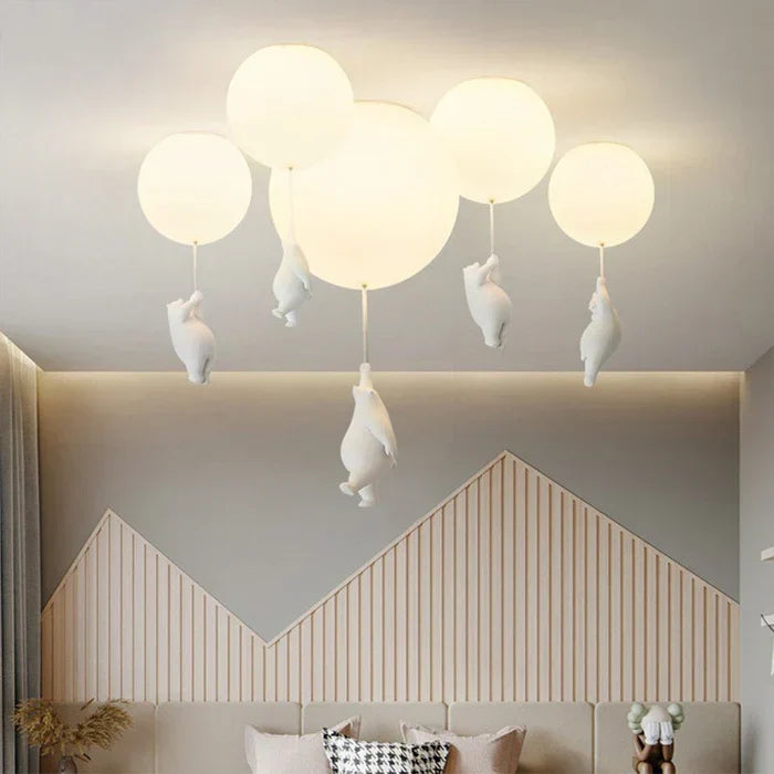 Bear & balloon LED lamp for kids playroom. Brightens space with a warm, gentle glow.