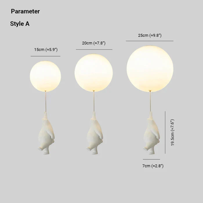Adorable bear holding balloon ceiling light. Charming decor for children's bedrooms & nurseries.