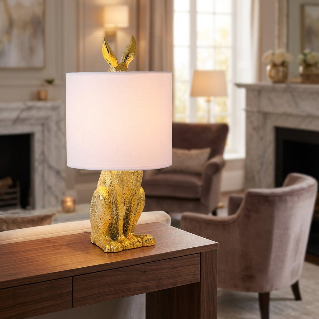 Whimsical Noctebelle masked animal accent lamp. Unique modern table lamp for stylish home & bedroom decor.