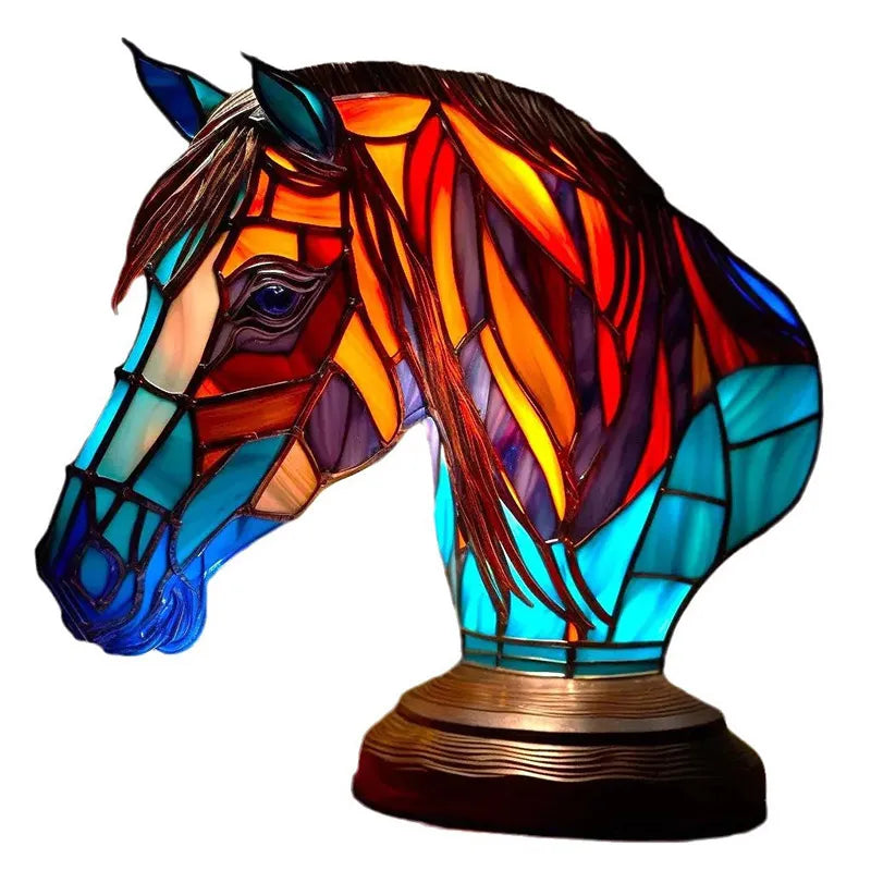 Delightful chicken accent lamp, stained glass style. Whimsical table light, perfect kitchen decor.