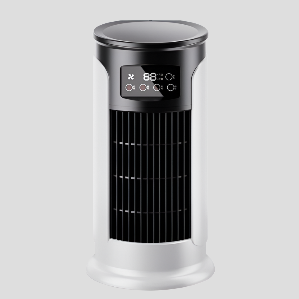 White portable evaporative cooler, ideal windowless AC for home, office, and small rooms.