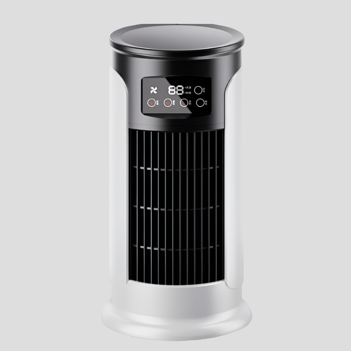 White portable evaporative cooler, ideal windowless AC for home, office, and small rooms.