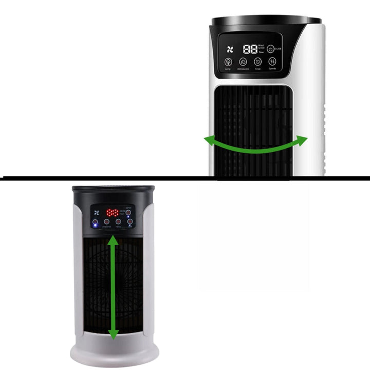 Unisex portable evaporative cooler, a versatile windowless air conditioner for cool air anywhere.