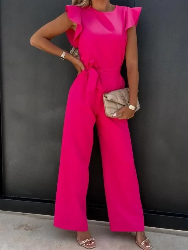 Chic one-piece wide leg jumpsuit for women, perfect for stylish evening wear.
