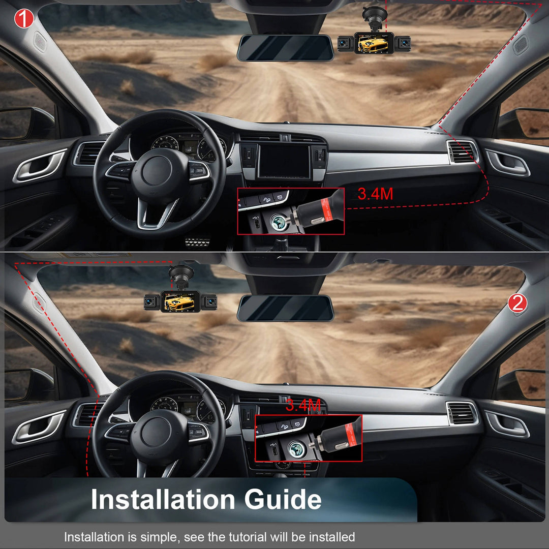 Front and rear night vision dash cam offering full coverage for enhanced car security. Wireless.