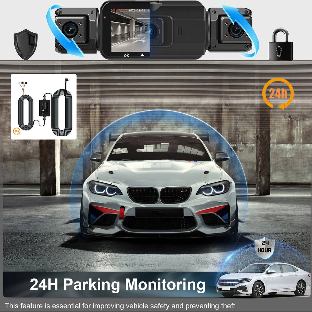 Ensure peace of mind with this wireless dash cam: front & rear night vision, parking monitor.