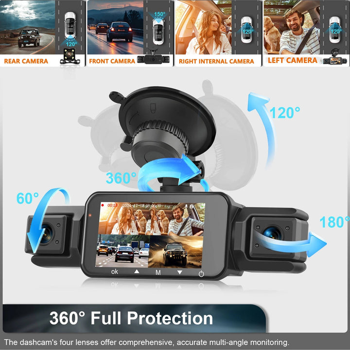 Easy installation wireless dash cam, TavvitaImp010, with front & rear night vision capabilities.