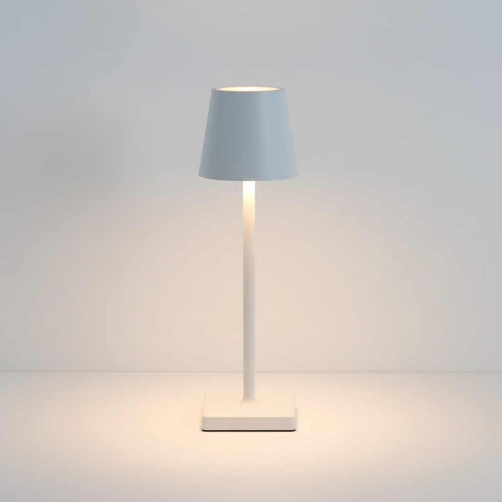 Portable LightMagic wireless LED lamp, dimmable and battery-powered, ideal for indoor and outdoor settings.
