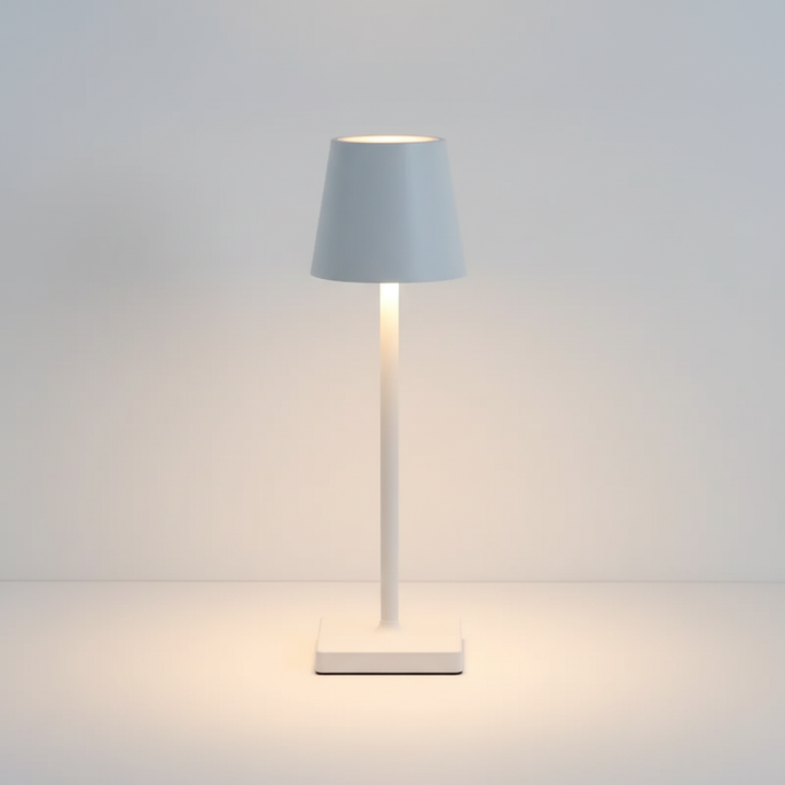 Portable LightMagic wireless LED lamp, dimmable and battery-powered, ideal for indoor and outdoor settings.