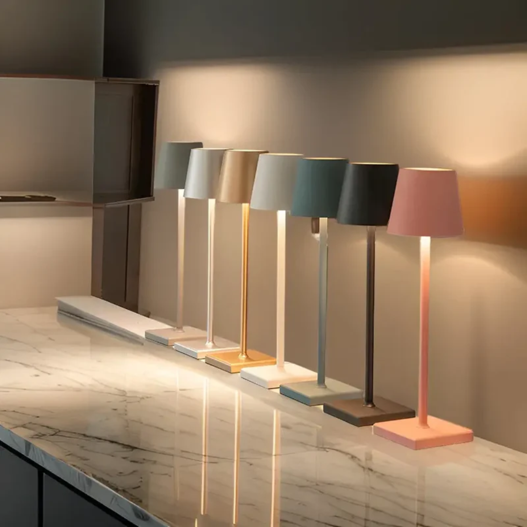 Energy-efficient LED wireless table lamp, dimmable LightMagic design for comfortable indoor & outdoor lighting.