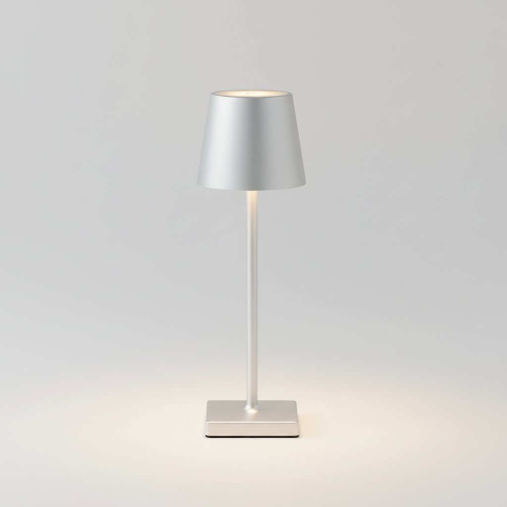 Modern battery-powered wireless LED lamp, LightMagic dimmable table light for portable indoor & outdoor ambiance.