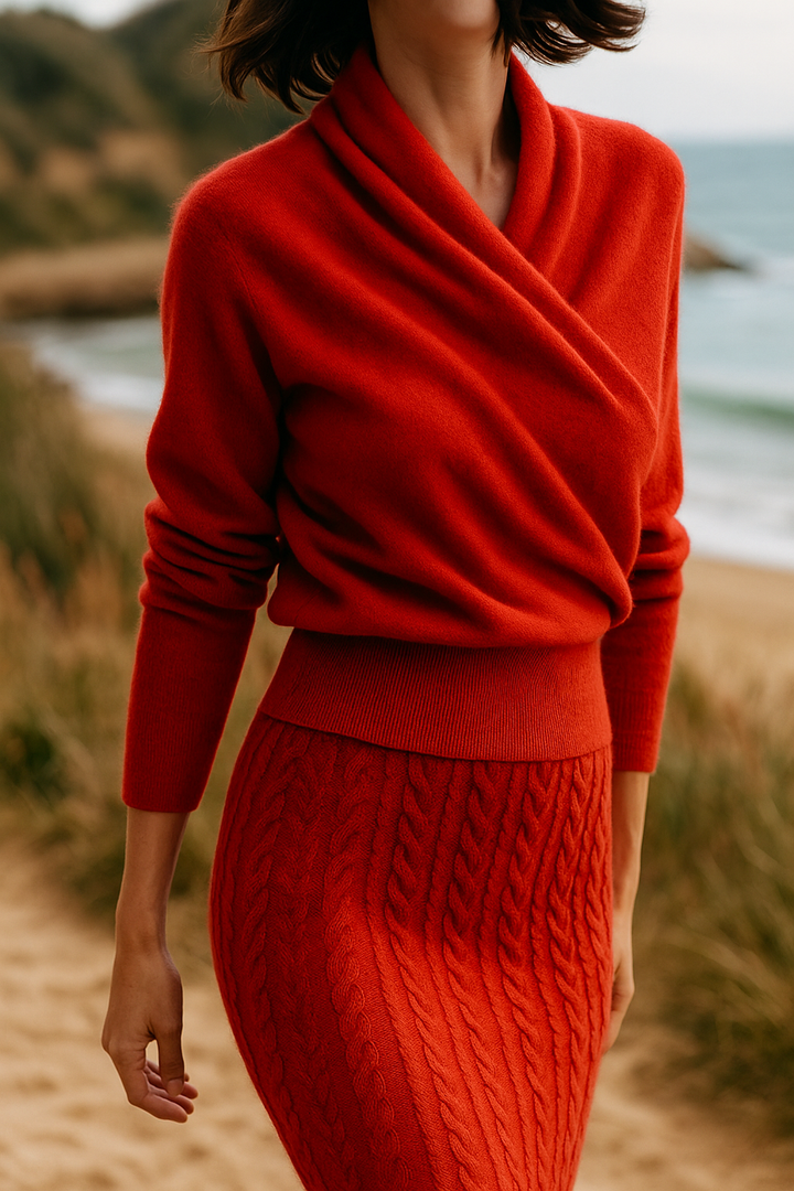 Luxurious cashmere crossover sweater, a premium women's knitwear piece