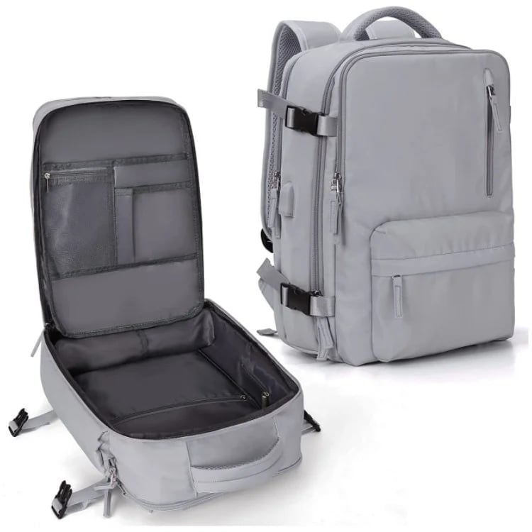 All-in-one women's 35L travel backpack: waterproof, anti-theft, USB, shoe compartment. Great for daily use & adventures.