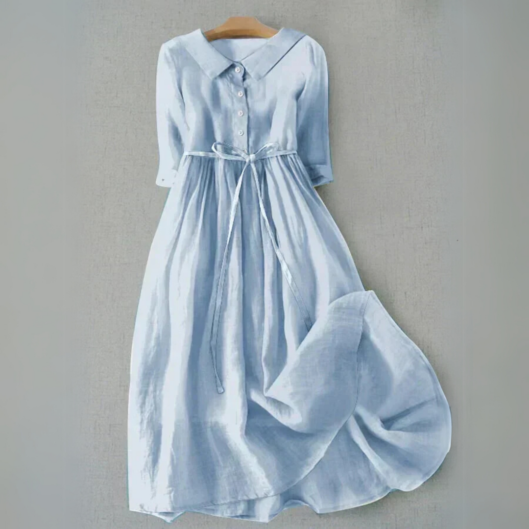 Women's A-Line midi dress, short sleeve, casual & comfortable. Perfect for summer everyday wear.