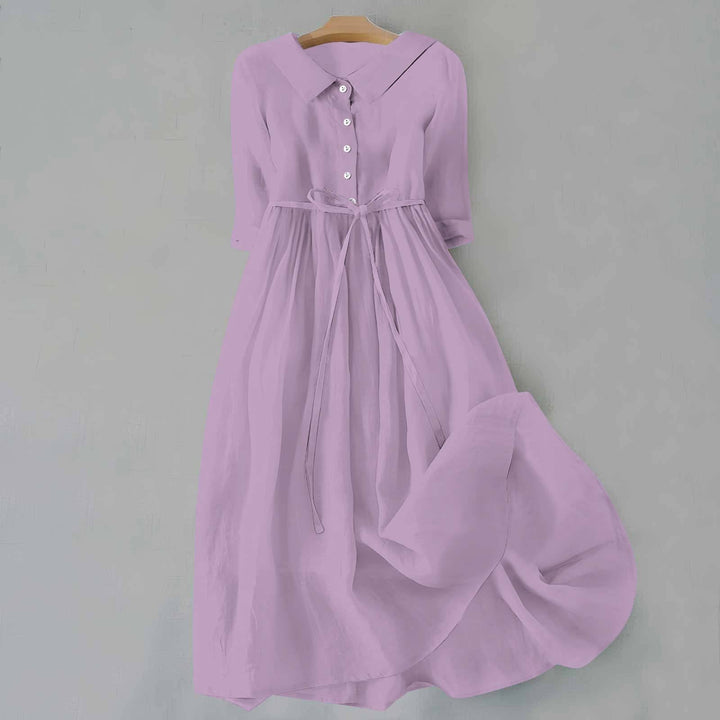 Everyday women's A-Line short sleeve midi dress, comfortable & flattering summer essential.