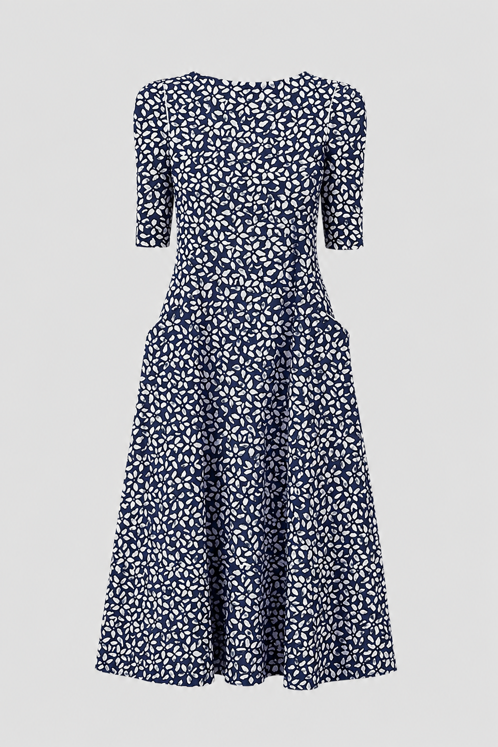 Elegant A-line midi dress with short sleeves for women, offering a flattering & comfortable fit.