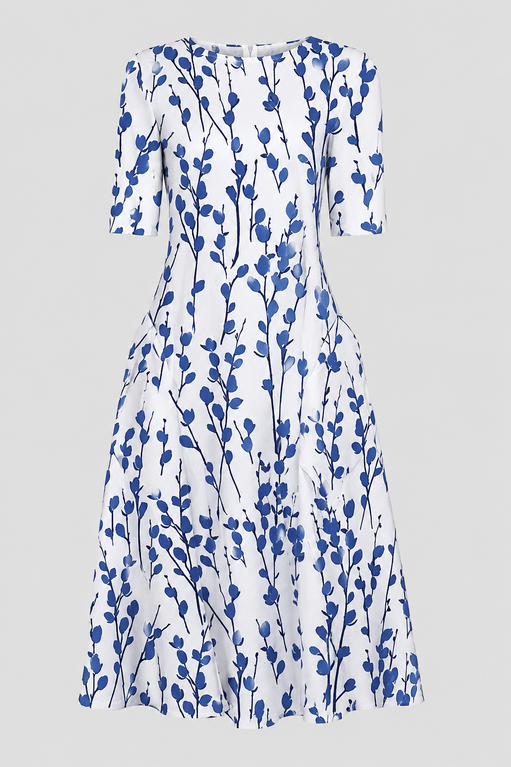 Stylish women's A-line short-sleeve midi dress, ideal for both formal and casual chic occasions.
