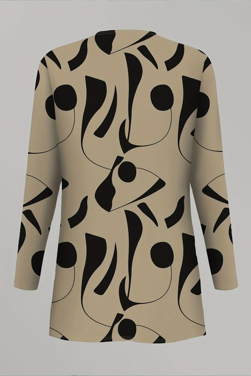 Modern women's abstract print three-piece set. A stylish, versatile coordinated outfit for casual & elevated looks.