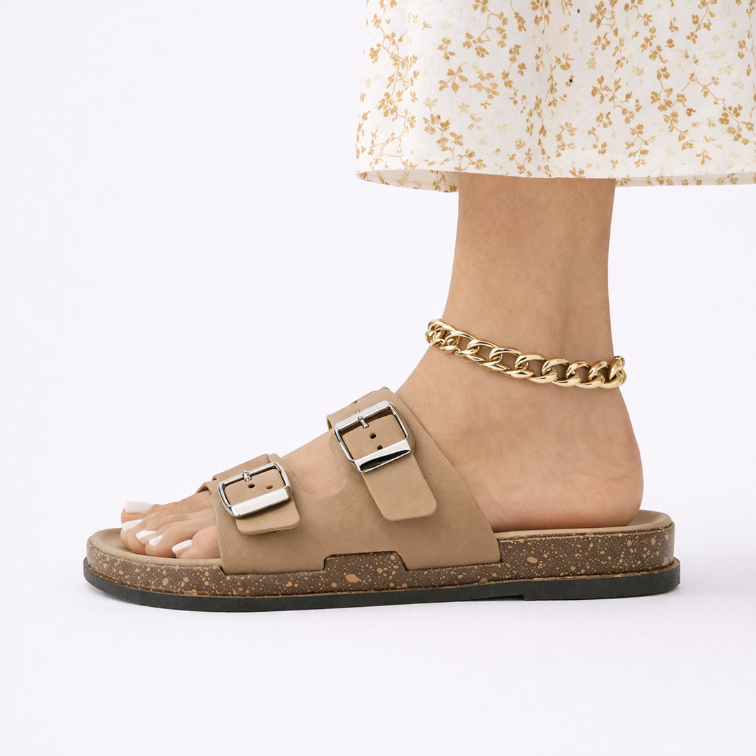 Comfortable flat women's walking sandals with adjustable straps, ideal for summer casual footwear & warm weather.