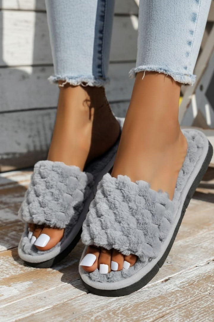 Women's adjustable open-toe comfort slippers, ideal indoor footwear for relaxed home wear.