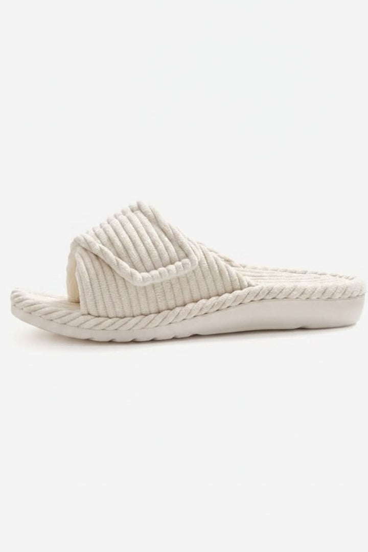 Cushioned & lightweight women's adjustable open-toe house slippers, perfect for indoor comfort.
