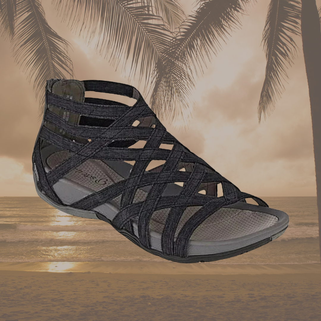 Supportive women's summer sandals, adjustable orthopedic design for walking.