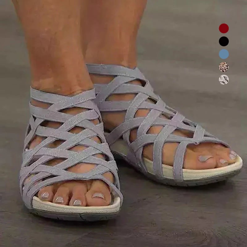 Casual women's open-toe flats, orthopedic & adjustable for summer comfort.