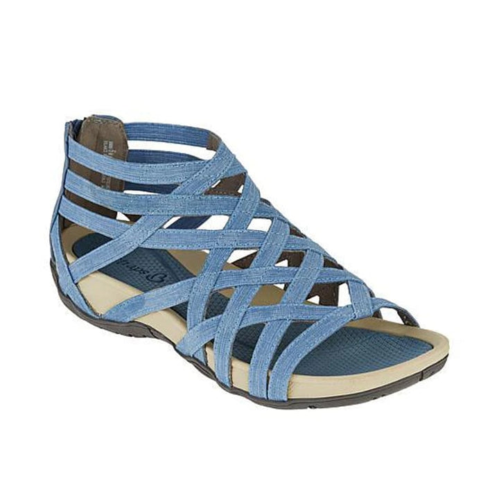 Women's summer flats, adjustable open-toe orthopedic design for comfort.