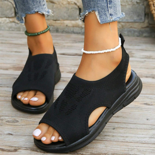 Women's foot pain relief sandals, orthopedic design with adjustable straps for walking comfort.