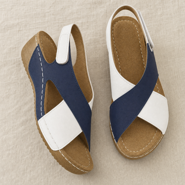 Ergonomic orthopedic sandals for women, offering foot support & pain relief with adjustable straps.