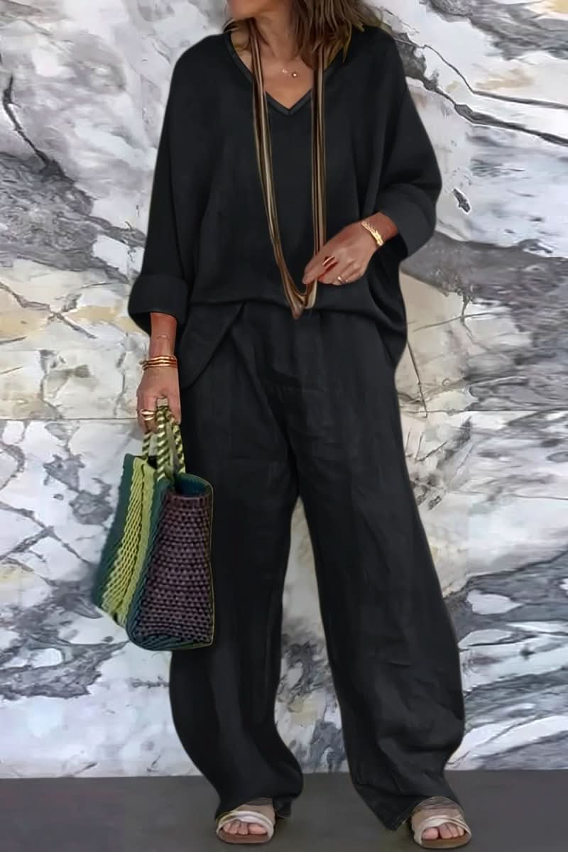 Women's airy open back pantsuit set, perfect for effortless summer style & comfort.