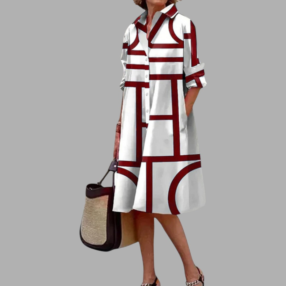 Women's airy printed midi dress, perfect for summer casual wear. Comfortable & flattering everyday style.