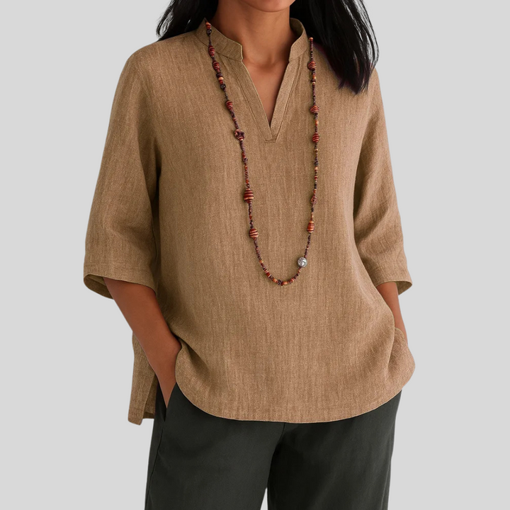 Lightweight & comfortable women's summer blouse with a relaxed fit. Casual short sleeve top in multiple airy colors.