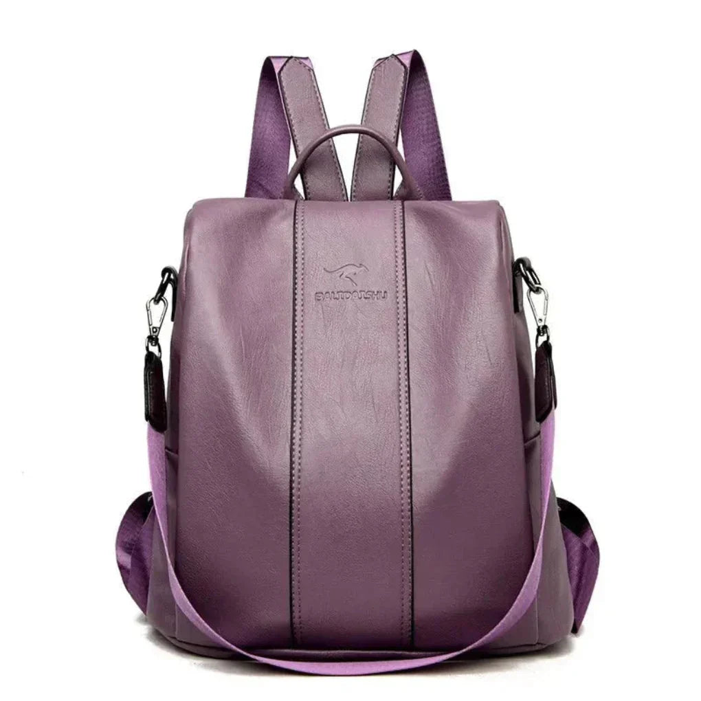 Fashionable women's anti-theft backpack, a versatile daypack and shoulder bag for secure everyday carry.