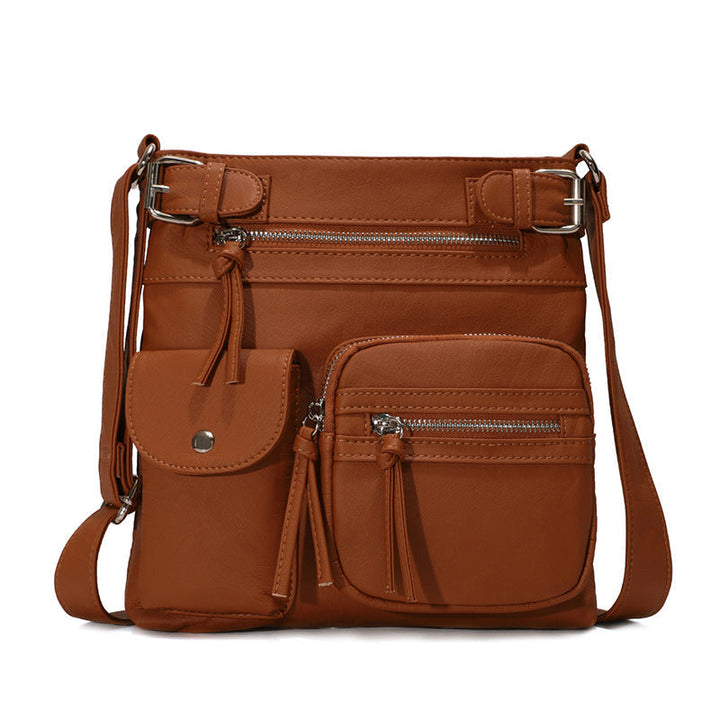 Sophisticated women's anti-theft crossbody bag, combining security with contemporary style.