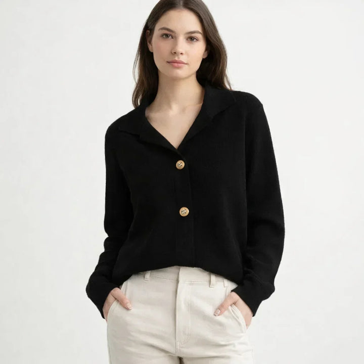 Stylish women's asymmetrical knit cardigan. A versatile layering piece for fall fashion, cozy winter outfits, and everyday wear.