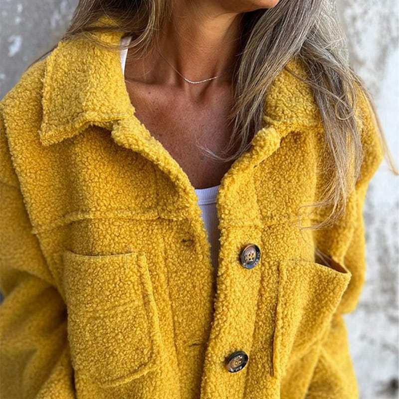 Modern women's autumn notch collar coat, a versatile button-up jacket for fall fashion & comfortable everyday wear.