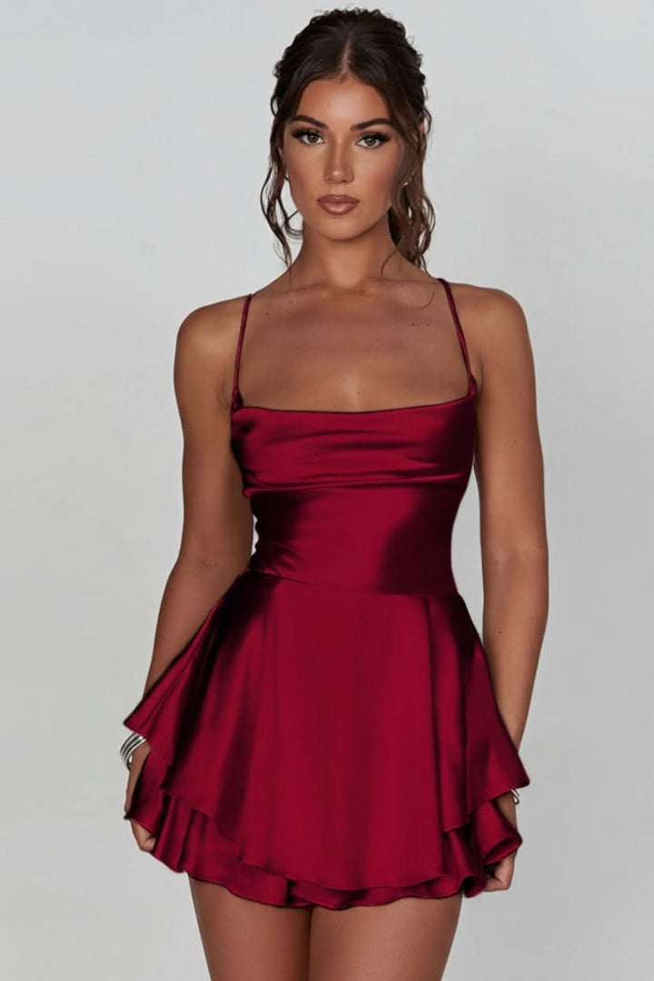 Women's backless halter cocktail dress, perfect for parties & special occasions.