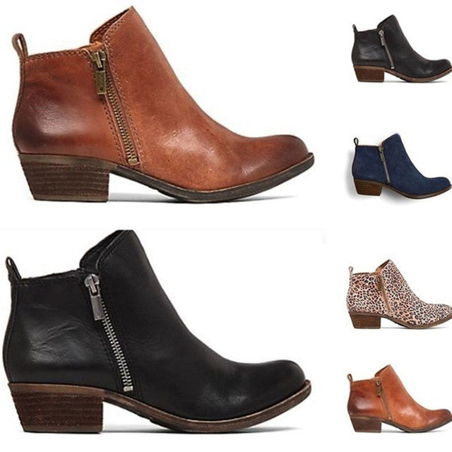 Versatile women's ankle boots featuring a fashionable block heel & easy side zip, suitable for all-day workwear.