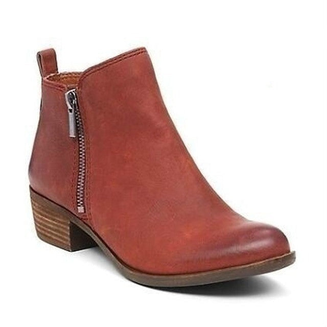 Stylish women's ankle boots with a stable block heel and handy side zip, combining fashion with casual workwear comfort.