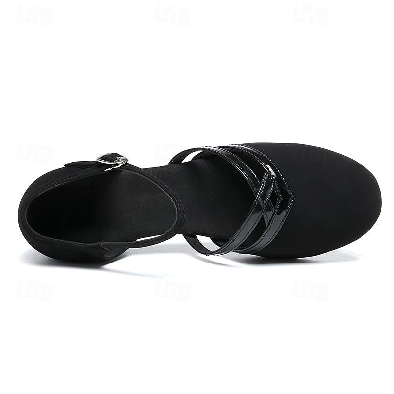 Comfortable women's ankle strap dance shoes for ballet, Latin, and ballroom, ensuring secure performance.