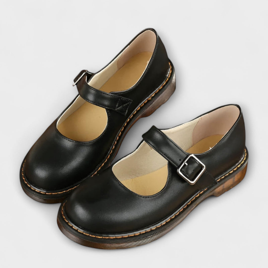 Stylish women's Mary Jane flats with a trendy chunky sole and buckle strap, versatile for any outfit.