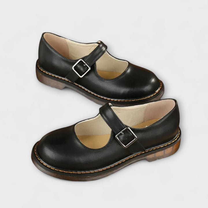 Classic women's chunky sole Mary Jane shoes with a buckle strap, ideal for a retro or modern look.